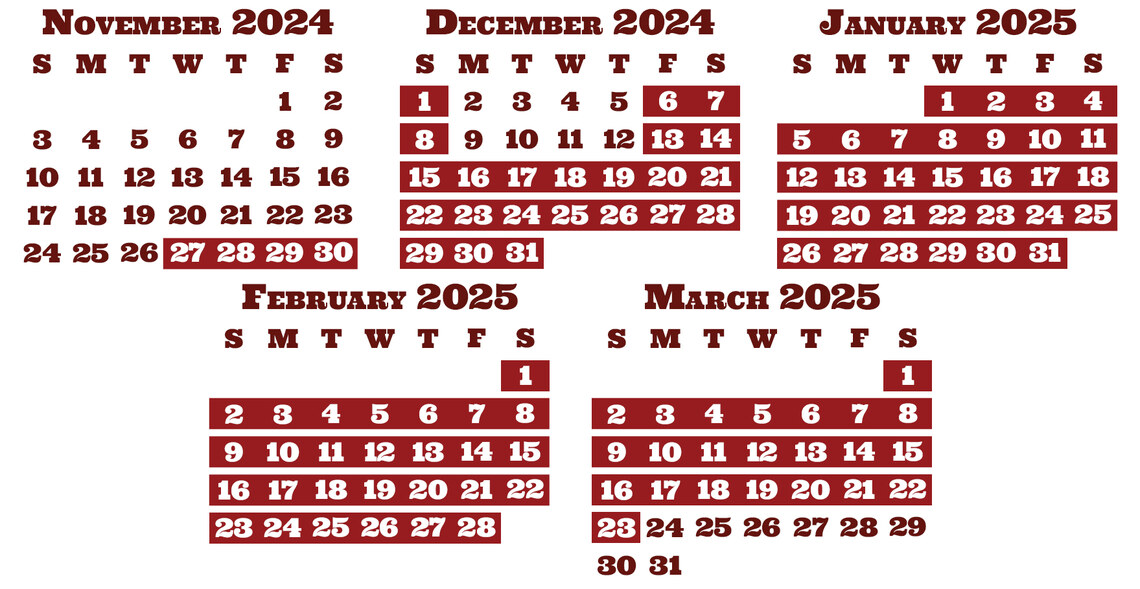 24/25 Season Calendar