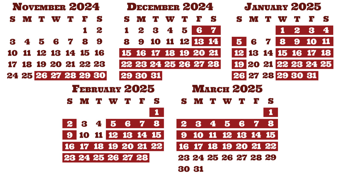 24/25 Winter Tubing Calendar